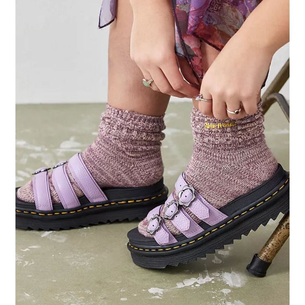 Dr. Martens Lavender Triple-Strap Platform Sandals